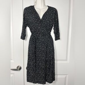 Marimekko Spotted Wrap Dress Knee Length Size Medium Modal 113 Musta Kottarainen